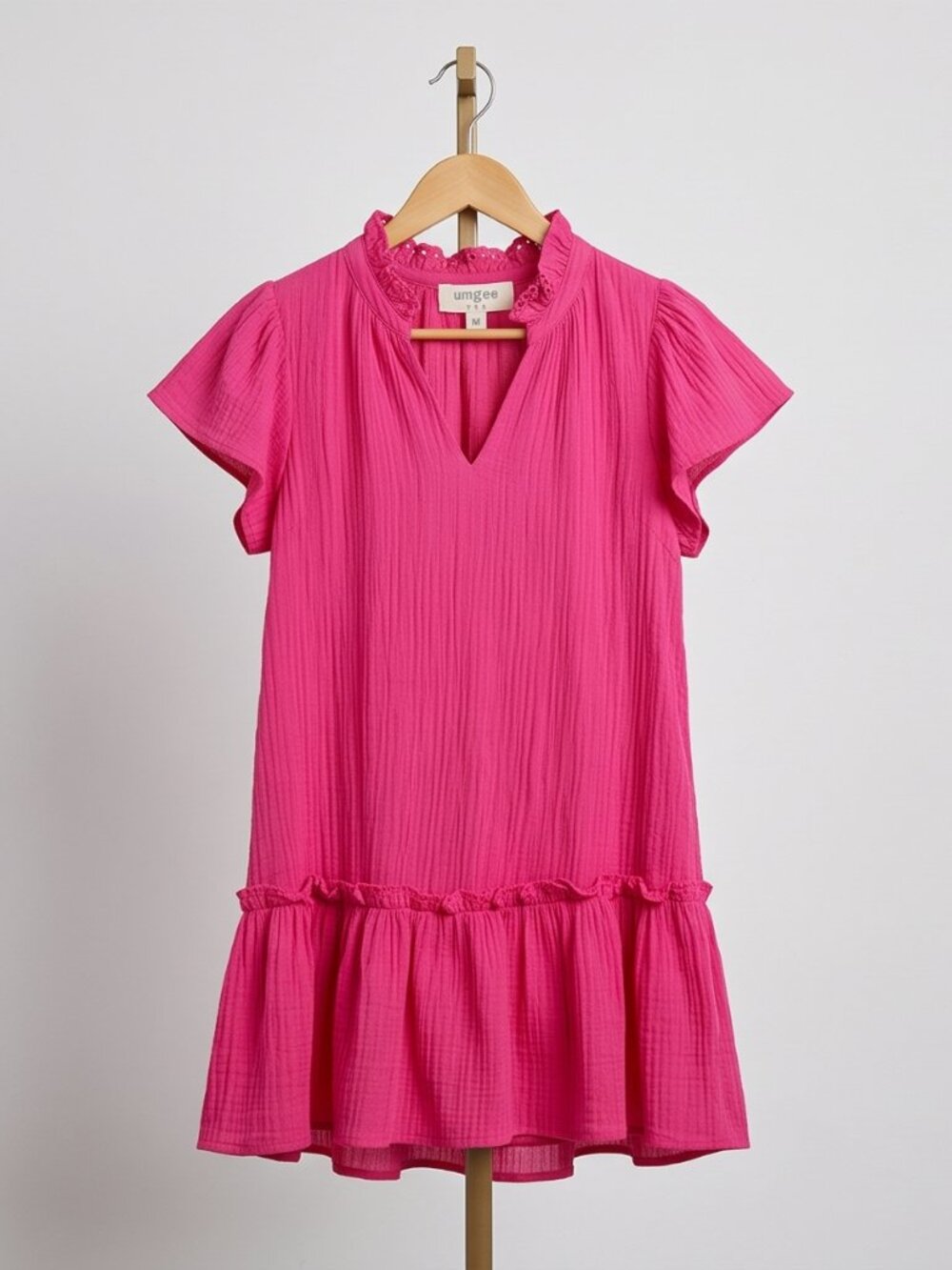 Umgee Textured Ruffle Hem Mini Dress